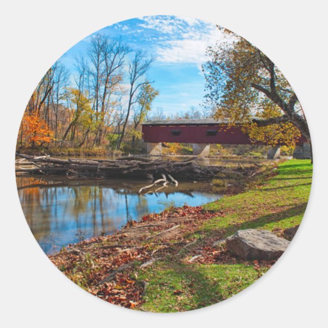 Sticker Rond États-Unis, Indiana, Cataract Falls State Recreati (Devant)
