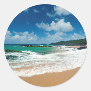 Sticker Rond États-Unis, Kauai, Hawaï. Une Femme Promène Les