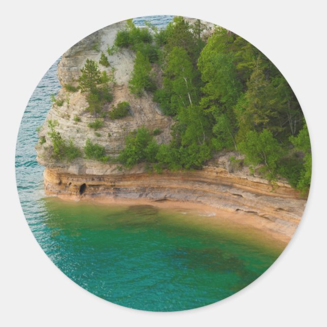 Sticker Rond États-Unis, Michigan. Formation rocheuse du châtea (Devant)