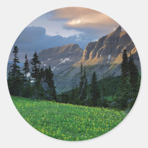 Sticker Rond États-Unis, Montana, Glacier National Park, Logan 