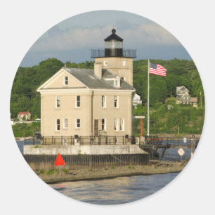 Sticker Rond États-Unis, New York, Kingston, Hudson River. Rond