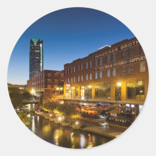Sticker Rond États-Unis, Oklahoma, Oklahoma City, Bricktown