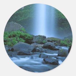 Sticker Rond États-Unis, Oregon, Columbia Gorge, Latourell Fall