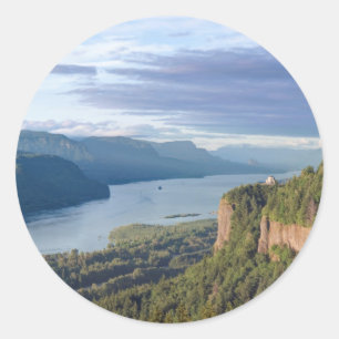 Sticker Rond États-Unis, Oregon, Columbia River Gorge, Vista Ho