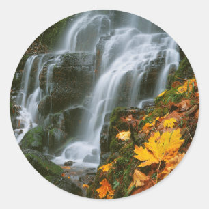 Sticker Rond États-Unis, Oregon, Fairy Falls, Columbia River Go