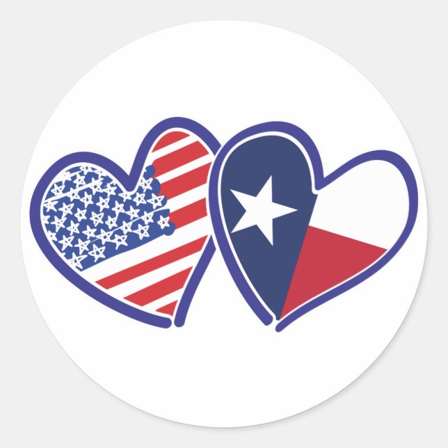 Sticker Rond États-Unis-Texas-Coeur-Drapeau (Devant)