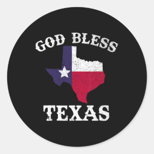 Sticker Rond États-Unis Texas Drapeau texan Dieu béni Texas