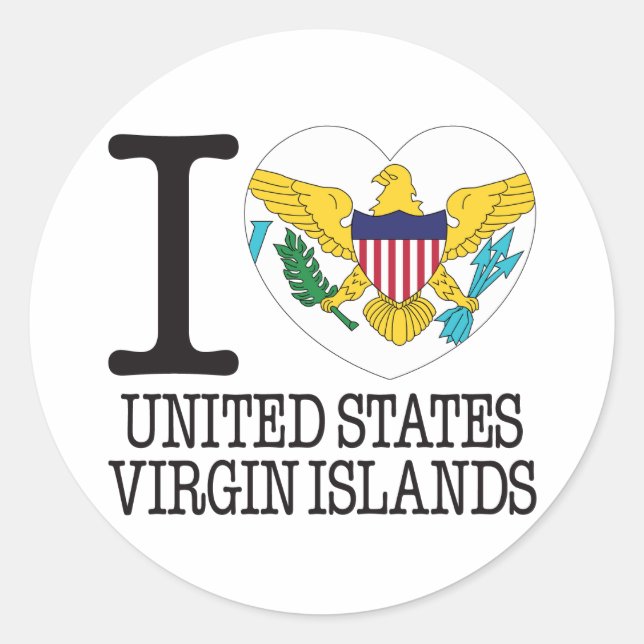 Sticker Rond États-Unis Virgin Islands Love v2 (Devant)