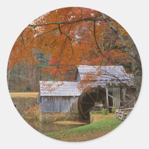 Sticker Rond États-Unis, Virginie, Blue Ridge Parkway, Automne