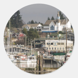Sticker Rond États-Unis, Wa, péninsule de Kitsap. Ville pittore