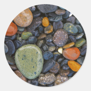 Sticker Rond États-Unis, Washington, Lopez Island, Agate Beach