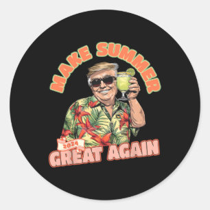 Sticker Rond Été 2024 La grande nouvelle Donald Trump vacances 