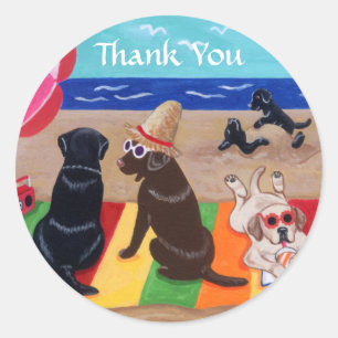 Sticker Rond Été Breeze Labradors Peinture Merci