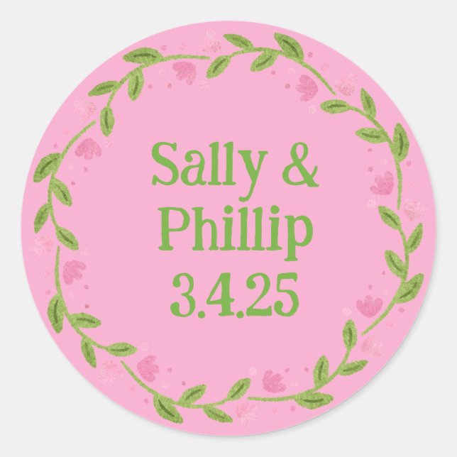 Sticker Rond Été Breeze Tulipe rose Fleur Wreath (Devant)