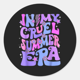 Sticker Rond Été Drôle Dans Mon Été Cruel Vacances Plage D'Époq