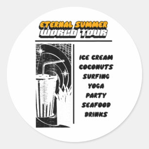 Sticker Rond Été Éternel - Glaces Coco Surf Yoga (