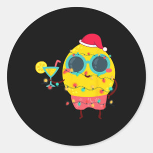 Sticker Rond Été Hawaïen Tropical Noël Citron Drôle De Noël