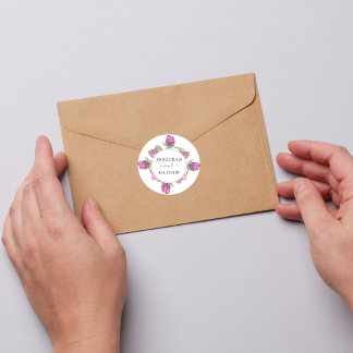 Sticker Rond Eté Jungle Aquarelle Florale Mariage