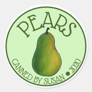 Sticker Rond Été Vert Ripe Poire Fruit Pears Canalisé Par