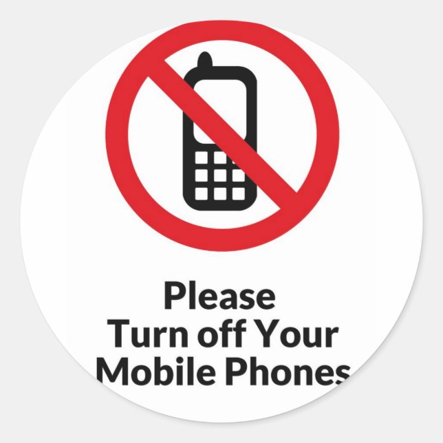 Sticker Rond Éteins ta chemise de téléphone portable (Devant)