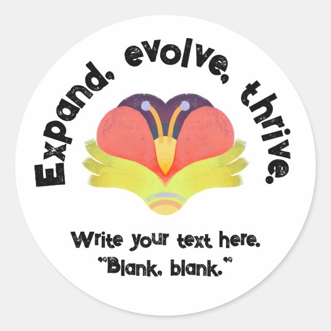 Sticker Rond Étendre, évoluer, prospérer avec une fleur (Devant)