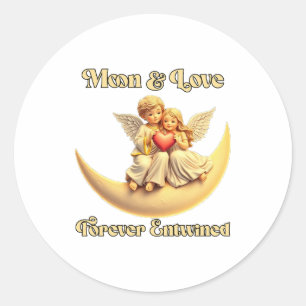 Sticker Rond Eternal Love on a Crescent Moon