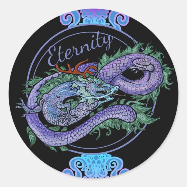 Sticker Rond Eternité du dragon oriental (Devant)