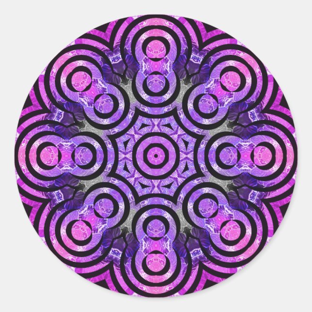 Sticker Rond Eternité Huit énergie Super Purple Mandala (Devant)