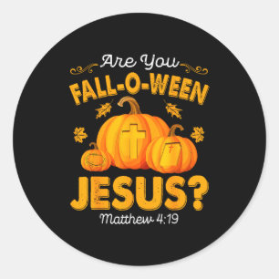Sticker Rond Êtes-vous automne-oween Jésus chrétien citrouille