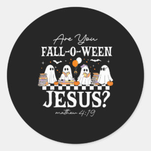 Sticker Rond Êtes-vous Fall-o-ween Jésus Matthieu 4_19 Hallowee
