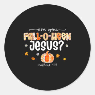 Sticker Rond Êtes-vous Fall O Ween Jésus Patch Vintage Citrouil