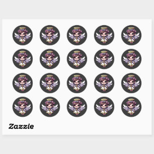 Sticker Rond Ethereal Angelic Chibi - ange, halo, fleurs