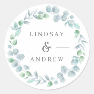 Sticker Rond Ethereal Eucalyptus couronne bleu mariage Favorise