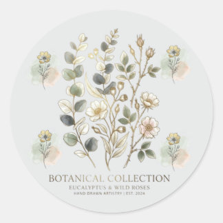 Sticker Rond Ethereal Gold & Sage Botanical Collection