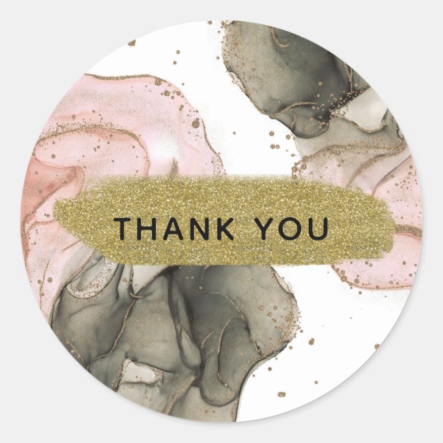 Sticker Rond Ethereal Moody Black Gold Inky Imaginaire Glam (Devant)