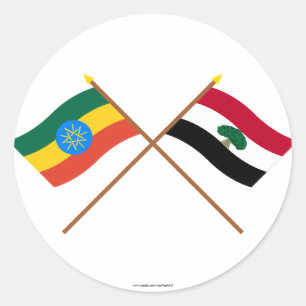 Sticker Rond Ethiopia and Oromia Crossed Flags