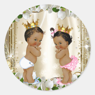 Sticker Rond Ethnic Prince Princess Baby shower de révélation d