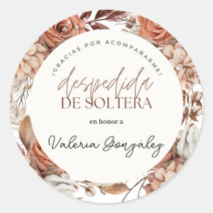 Sticker Rond Etiquetas de despedida de soltera boho floral