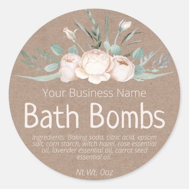 Sticker Rond Étiquette-Bain Faux Kraft (Devant)
