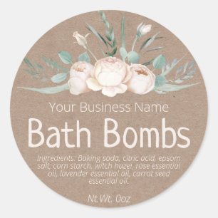 Sticker Rond Étiquette-Bain Faux Kraft