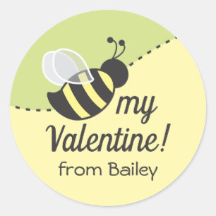 Sticker rond Étiquette Bee My Valentine Favoriser