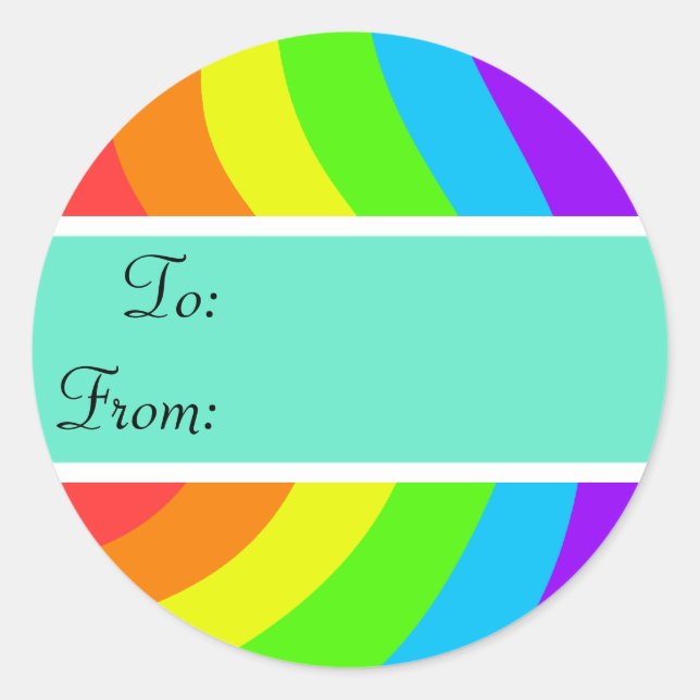 Sticker Rond Étiquette-cadeau arc-en-ciel (Devant)