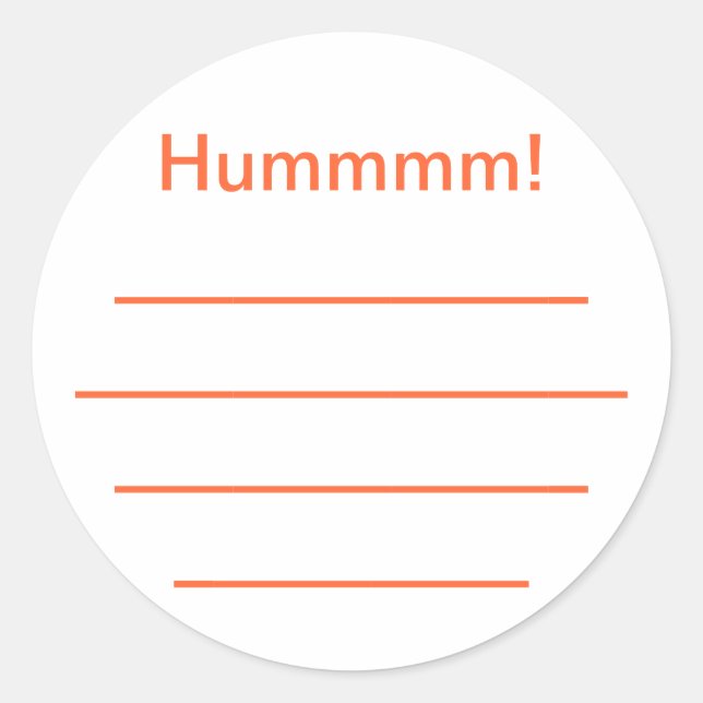 Sticker Rond Etiquette confiture orange "Hummmm" (Devant)