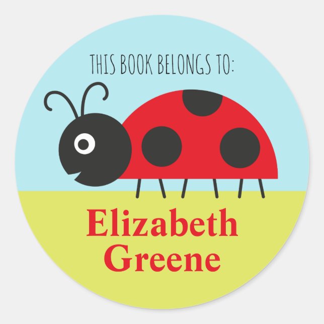 Sticker rond Étiquette de nom Ladybug pour enfants (Devant)