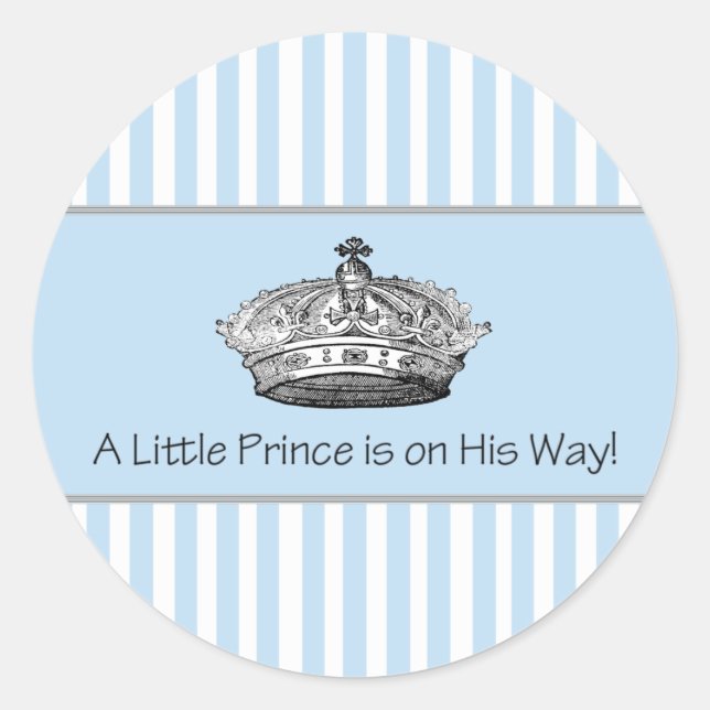 Sticker Rond Etiquette de Prince Couronne Bleue à Rayures pour  (Devant)