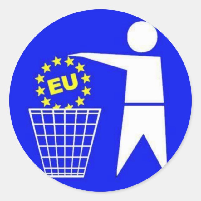 Sticker Rond Etiquette: Protestation contre l'UE (Devant)