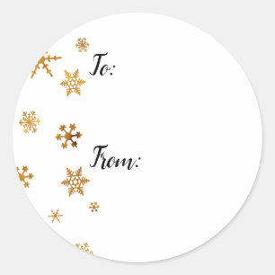 Sticker Rond Étiquettes-cadeaux avec Faux Gold Foil Ombre Snow