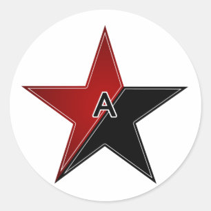 Sticker Rond étoile anarchiste rouge/noire