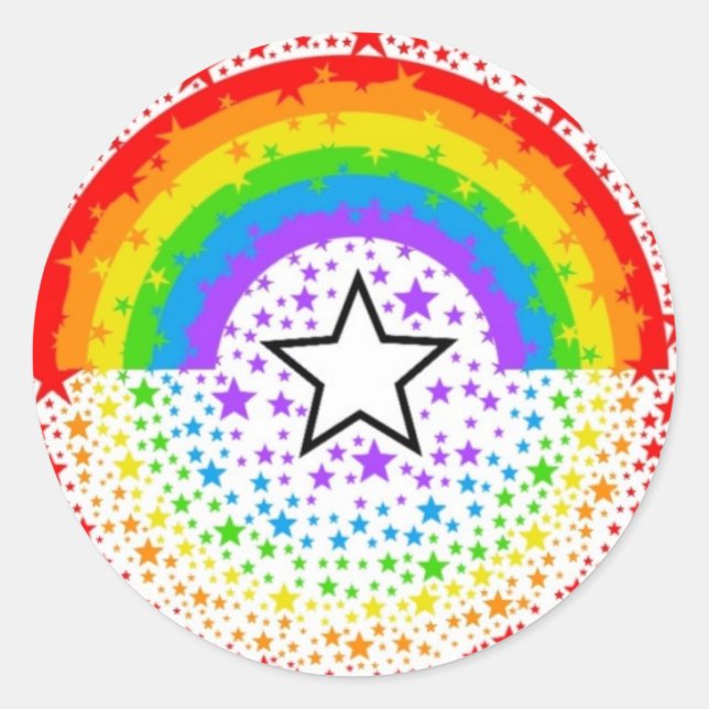 Sticker Rond étoile arc-en-ciel (Devant)