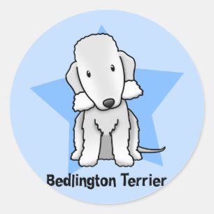Sticker Rond Étoile Bedlington Terrier de Kawaii